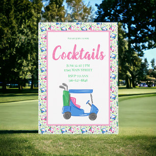 Convite Fronteira de Festa de Cocktail de Carrinho de Golf