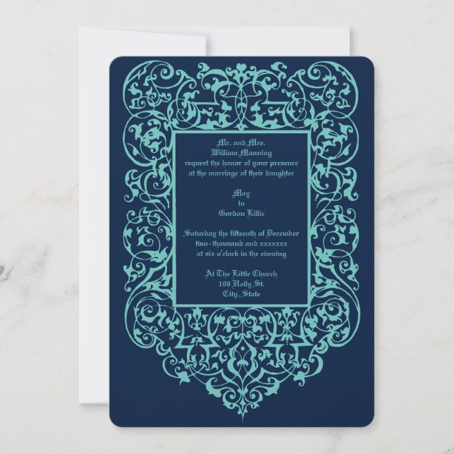 Convite Fronteira de Ornamentado Art Nouveau, Era Vitorian (Frente)