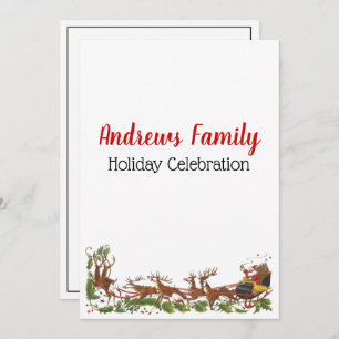 Convite Fronteira de Papais noeis de Natal Sleigh Reindeer