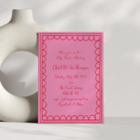 Fronteira de Rabiscos Rosa Vermelho Whimsy Script