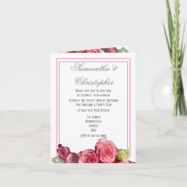 Convite Fronteira de rosa rosa floral casamento