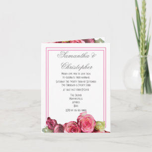 Convite Fronteira de rosa rosa floral casamento