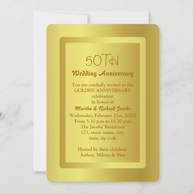 Convite Fronteira Dourada 50º Aniversário de Casamento (Frente)