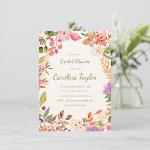 Convite Fronteira Floral Botânica Chuveiro de Noiva Rosa V