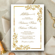 Fronteira Floral Branca e Dourada para Casamento I