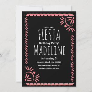 Convite Fronteira Floral de Aniversário Mexicano Papel Pic
