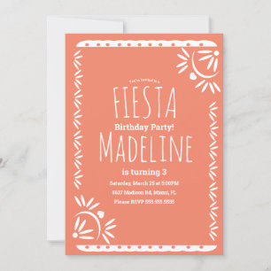 Convite Fronteira Floral de Aniversário Mexicano Papel Pic