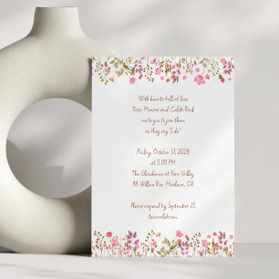 Convite Fronteira Floral Rosa Jardim Casamento Manuscrito