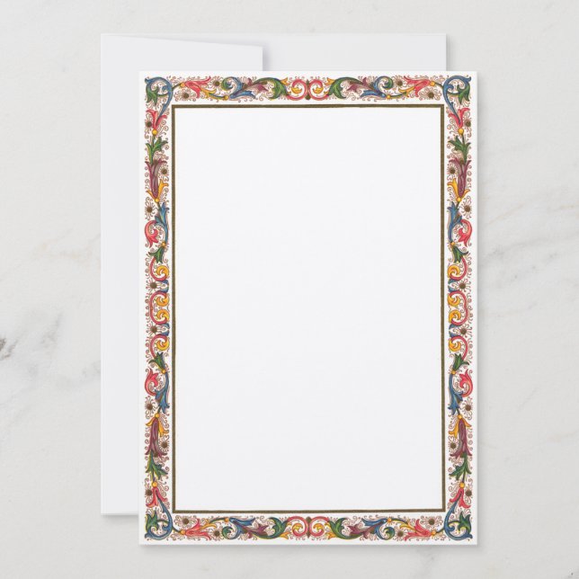 Convite Fronteira Italiana Antiga 5 x 7 Casamento (Frente)