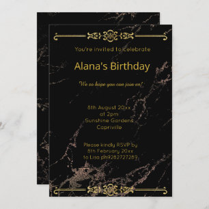 CONVITE FRONTEIRA MARÍTIMA DOURADA NEGRA ELEGANTE MODERNA