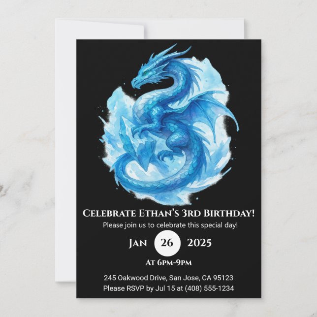 Convite Frost Spiral Dragon Birthday Invitation (Frente)