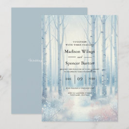 Convite Frosted Blue Birch Forest Wedding