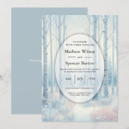 Convite Frosted Blue Birch Forest Wedding