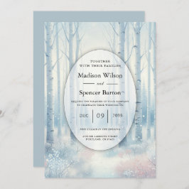 Convite Frosted Blue Birch Forest Wedding