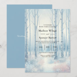 Convite Frosted Blue Birch Forest Wedding