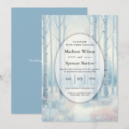 Convite Frosted Blue Birch Forest Wedding