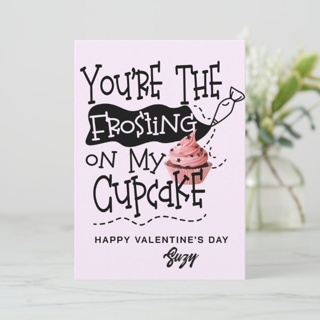 Convite Frosting on My Cupcake Valentine Card (Em pé/Frente)