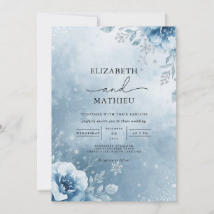 Convite Frosty Azure Floral Wedding