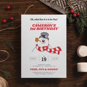 Convite Frosty, o primeiro aniversario de inverno Snowman™