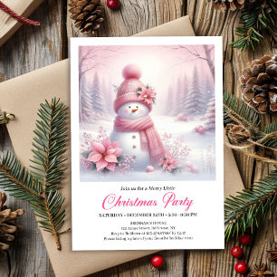 Convite Frosty Pink Coquette Boneco de Neve Digital Natal 