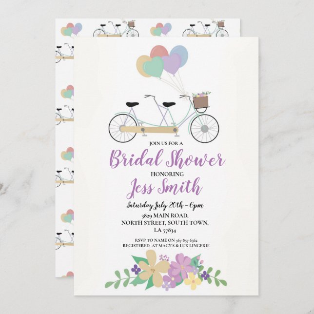 Convite Frota de Chá de panela de Tandem Watercolor (Frente/Verso)