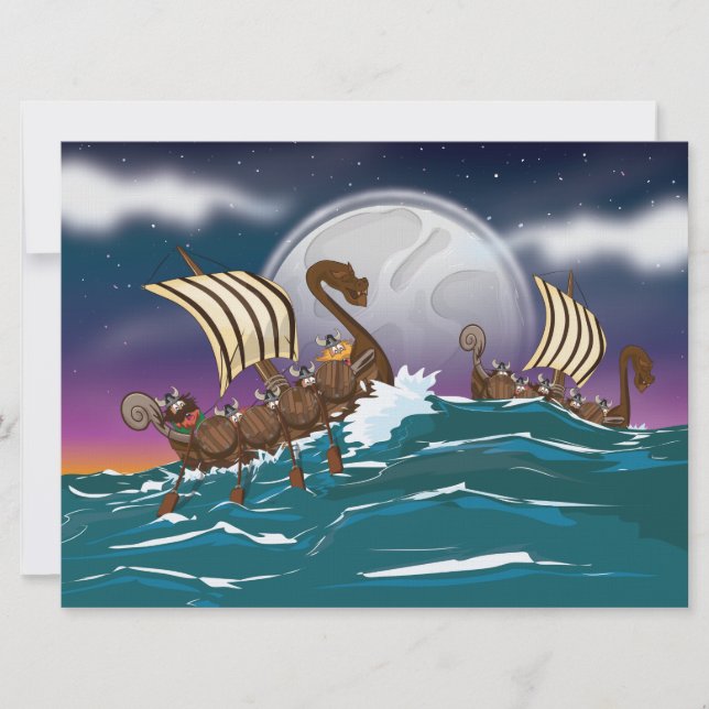 Convite Frota de invasão viking de desenho animado (Frente)