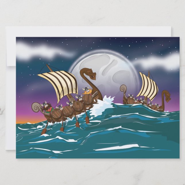 Convite Frota de invasão viking de desenho animado (Frente)