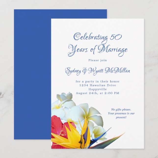 Convite Frota do Havaí - Festa de Buquê (Frente/Verso)