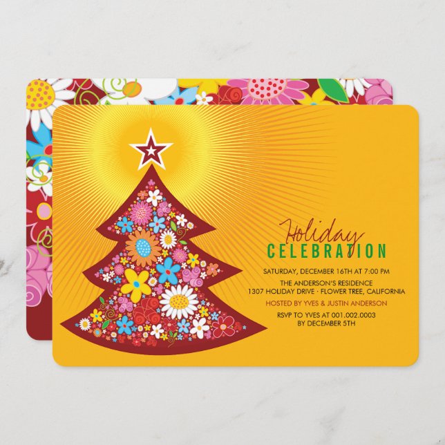 Convite Frotas da primavera Frotas de Natal Férias da Árvo (Frente/Verso)