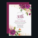 Convite Frotas lindas, aniversário de 30 anos cor-de-rosa<br><div class="desc">Aniversário de 30 anos cor-de-rosa das flores deslumbrantes Ver coleção correspondente em Niche e Nest Store</div>