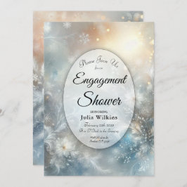 Convite Frozen Petals in a Golden Winter Mist Engagement 