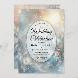 Convite Frozen Petals in a Golden Winter Mist Wedding