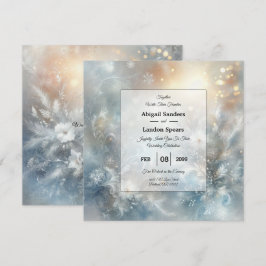 Convite Frozen Petals in a Golden Winter Mist Wedding