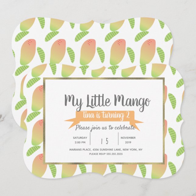 Convite Fruity Little Mango (Frente/Verso)