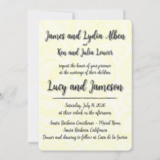 Convite Fruity yellow citrus formal wedding invitation