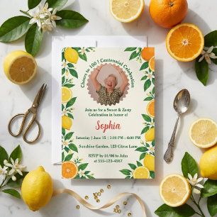 Convite Fruta cítrica personalizada para 100 anos de idade