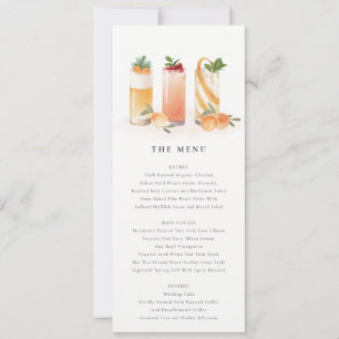 Convite Fruta Cobra Cocktail Orange Watercolor Menu Card