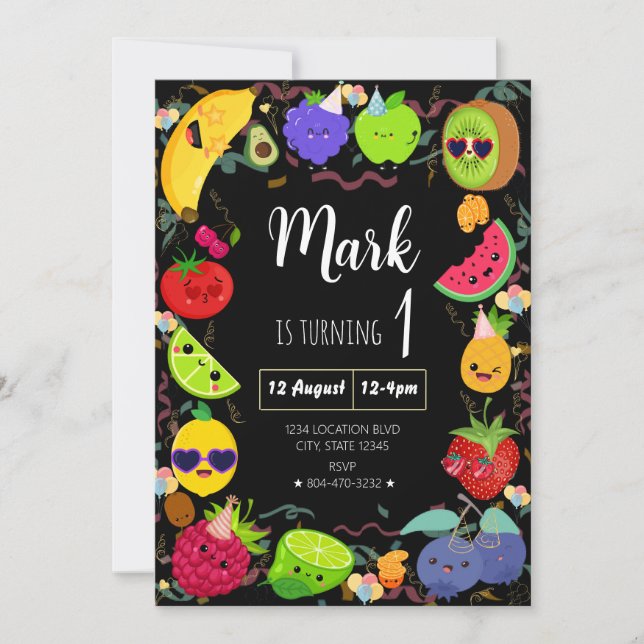 Convite Fruta de dança de aniversário (Frente)