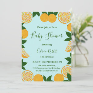 Convite Fruta de Orange Party - Chá de fraldas fresco