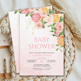 Convite Fruta de Tema Citrus Chá de fraldas Floral