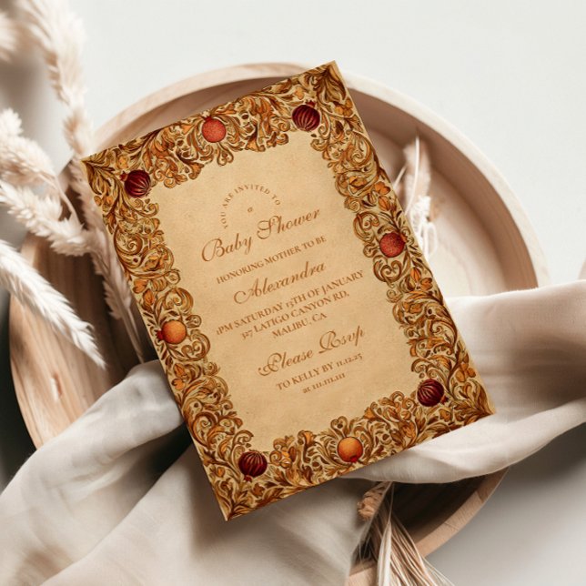 Convite Fruta Elegante e Chá de fraldas de Folhagem (Criador carregado)