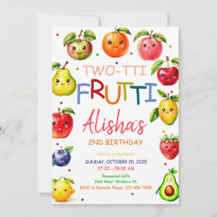 Convite Fruta Kawaii segundo aniversário de Fruta Frutti d