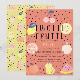 Convite Fruta Twotti Frutti segundo aniversário Laranja