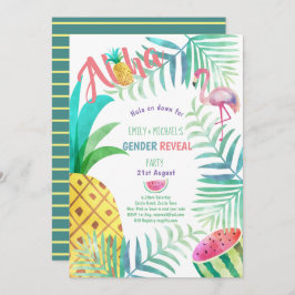 Convite Frutado Tropical GENDER REVEAL Convida Flamingo