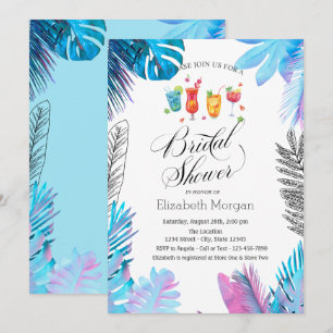 Convite Frutas  Chá de panela de folhas azul