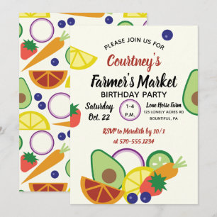 Convite Frutas de Festa de aniversário e vegetais de prod