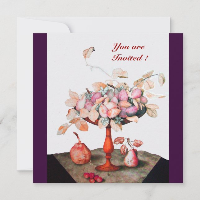 CONVITE FRUTAS/FLORES DA SEASON, PRUNAS E FOLHAS (Frente)