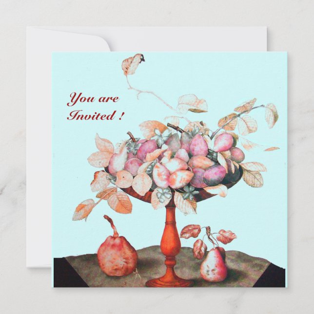 CONVITE FRUTAS/FLORES DA SEASON, PRUNAS E FOLHAS (Frente)