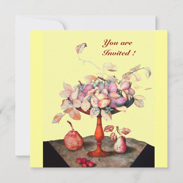 CONVITE FRUTAS/FLORES DA SEASON, PRUNAS E FOLHAS (Frente)