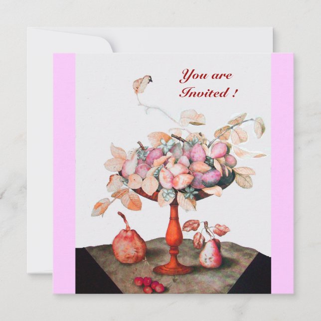 CONVITE FRUTAS/FLORES DA SEASON, PRUNAS E FOLHAS (Frente)